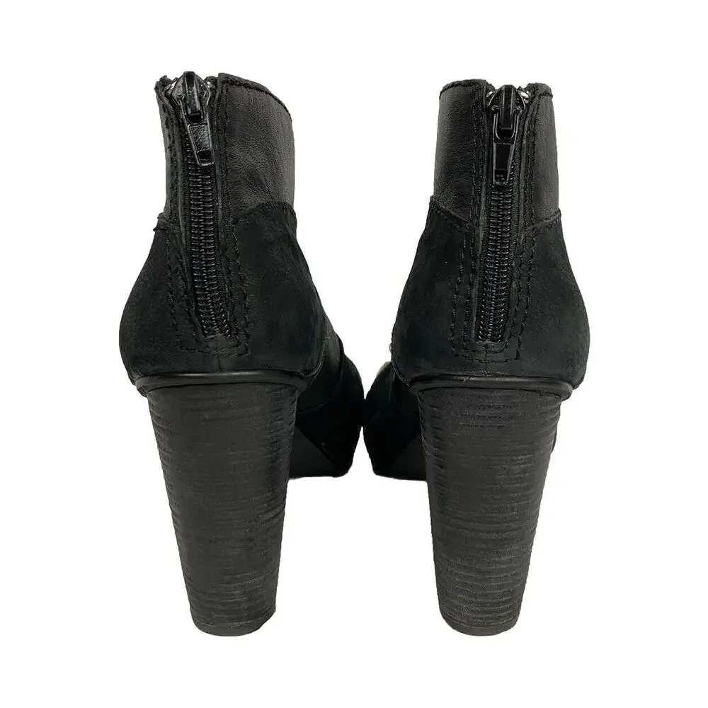 Fossil Bobbi Peep Toe Ankle Boots Booties Women’s Size 8.5 Black Leather - Picture 12 of 13